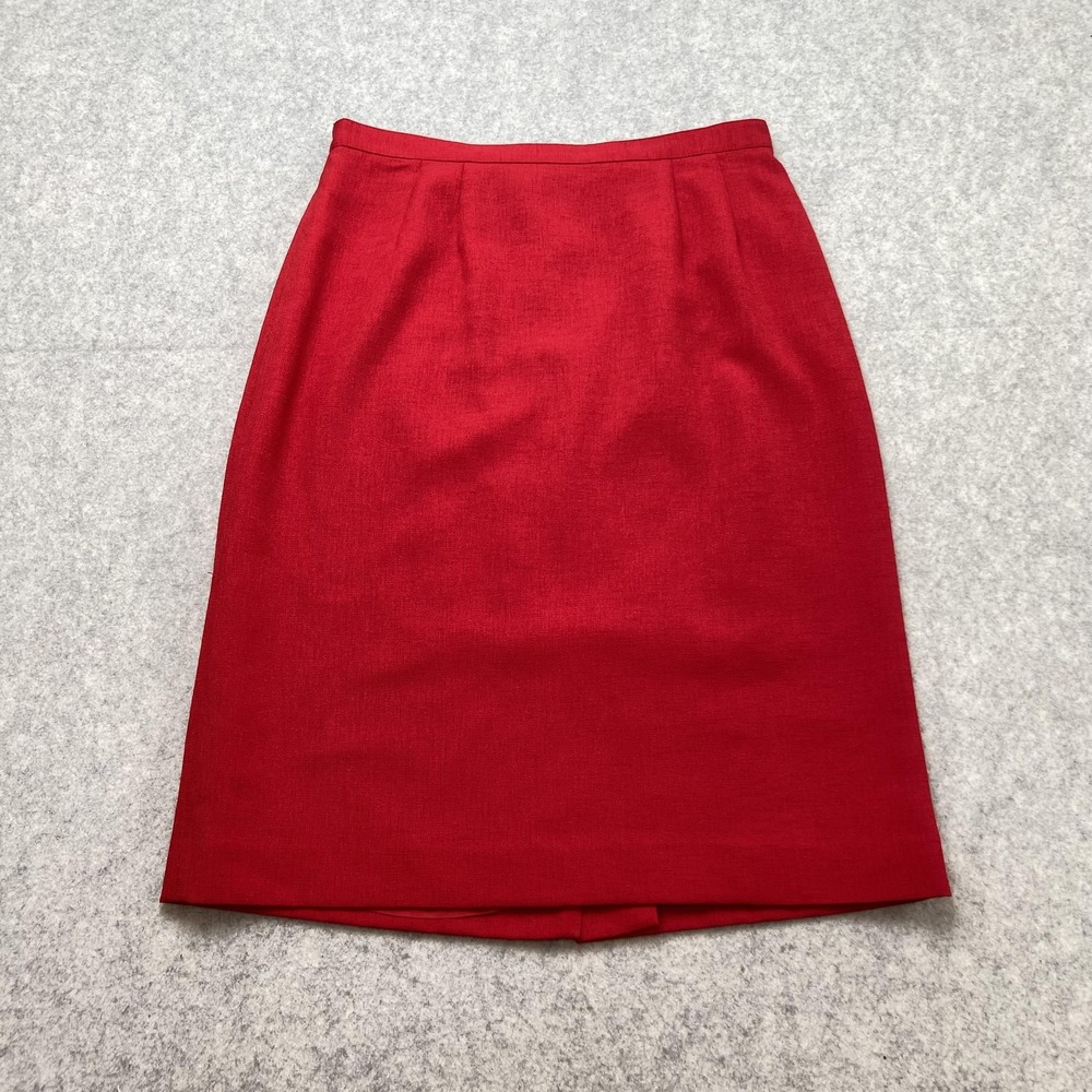Kasper & Company Skirt Womens 8P (28 Waist) Red Twill Pencil Knee Length Lined